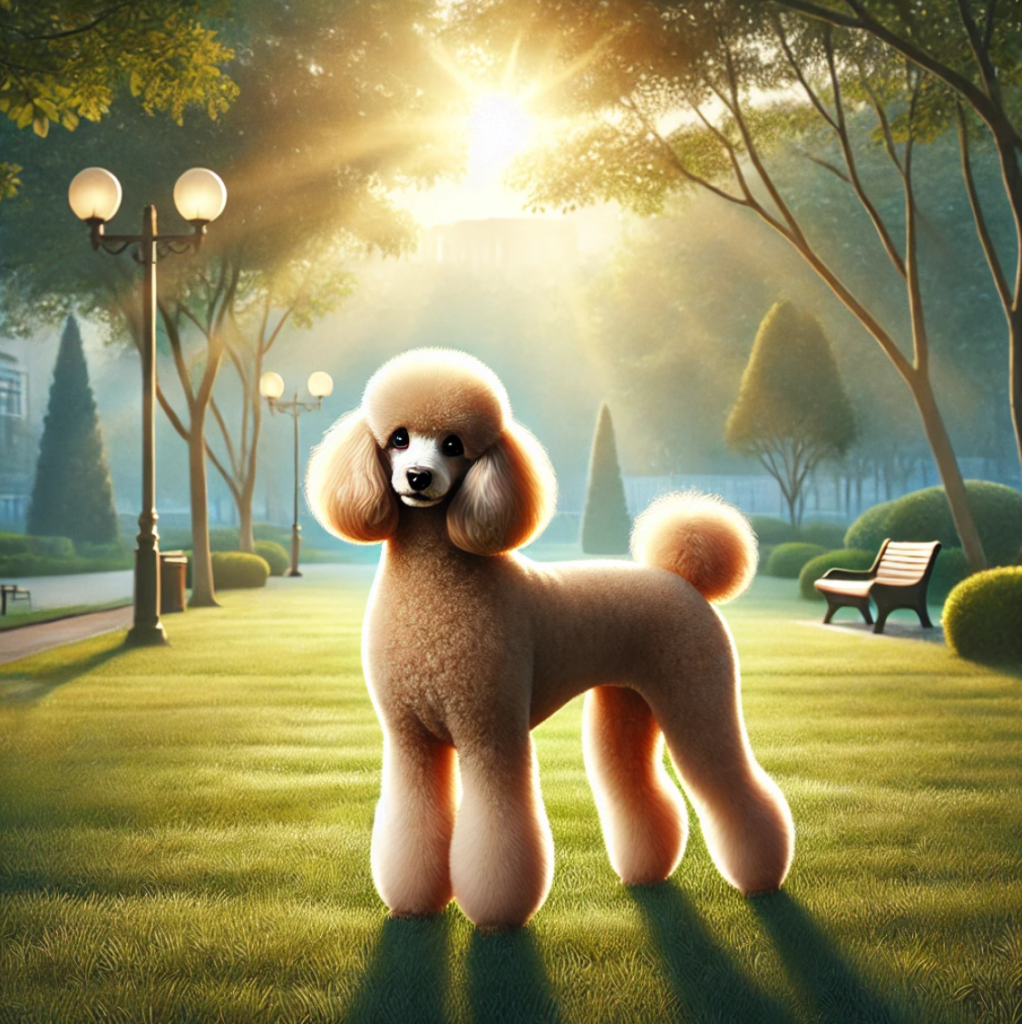 a poodle a poodle dog breed standing on grass