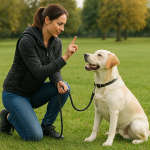 dog trainer in a park
