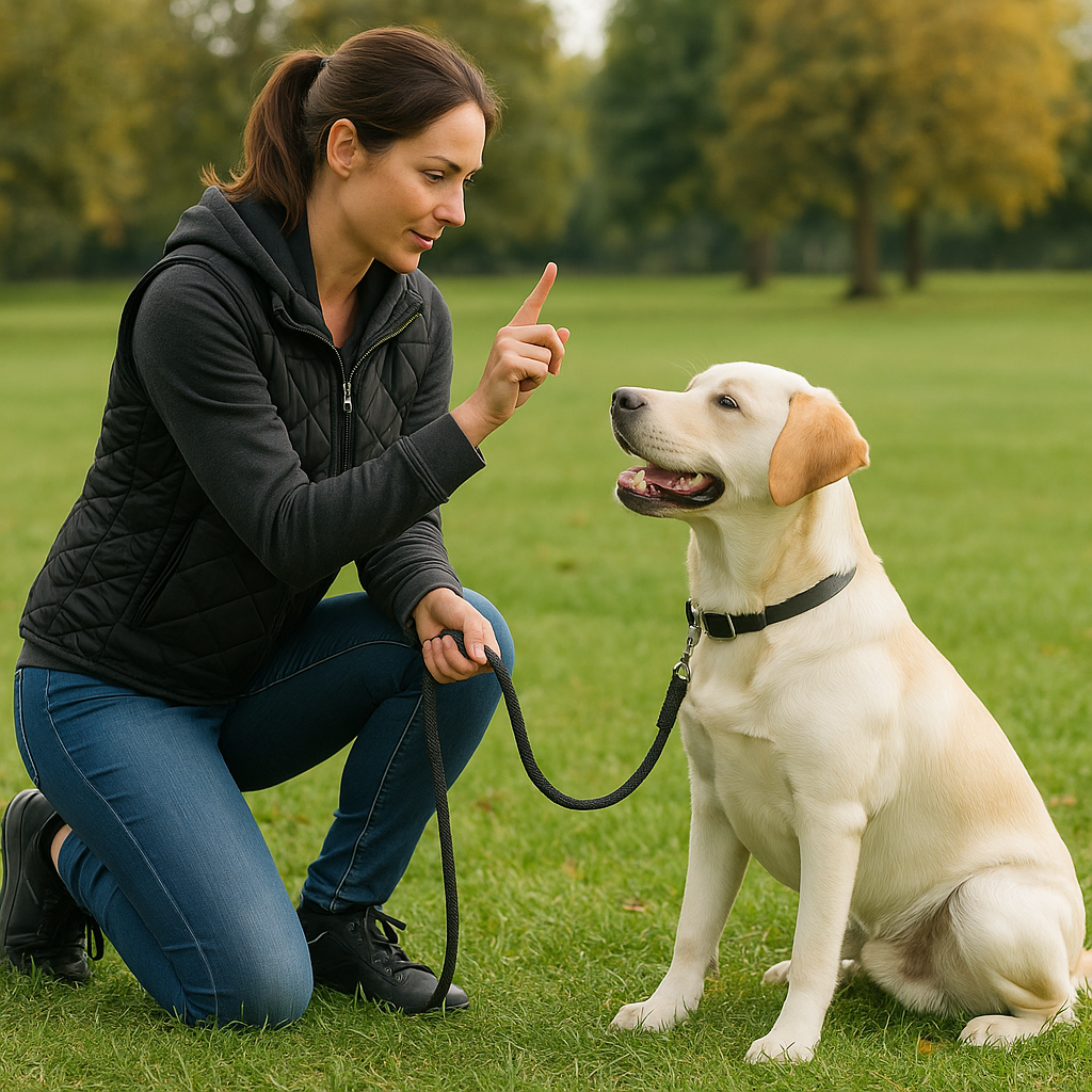 dog trainer in a park