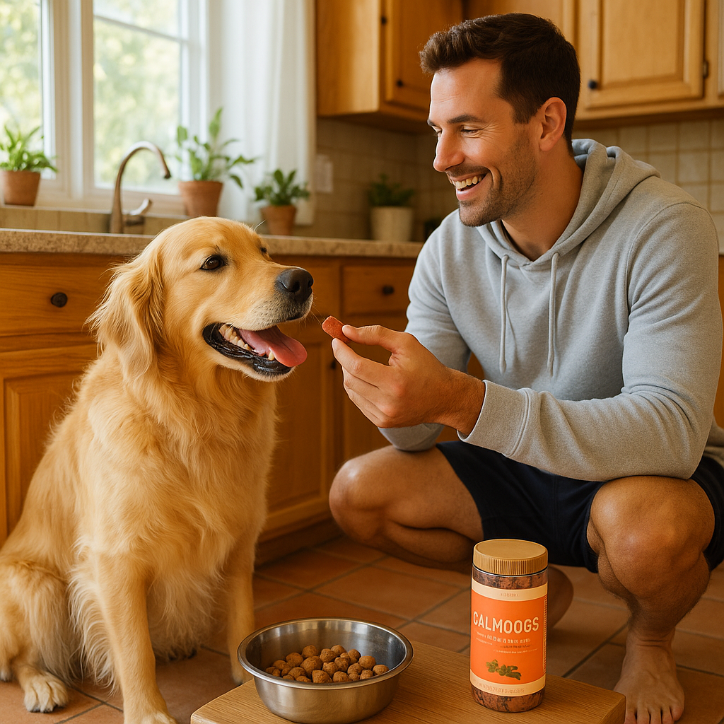 a dog receiving vitamins