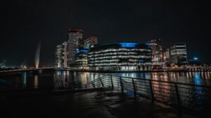 Manchester city skyline at night