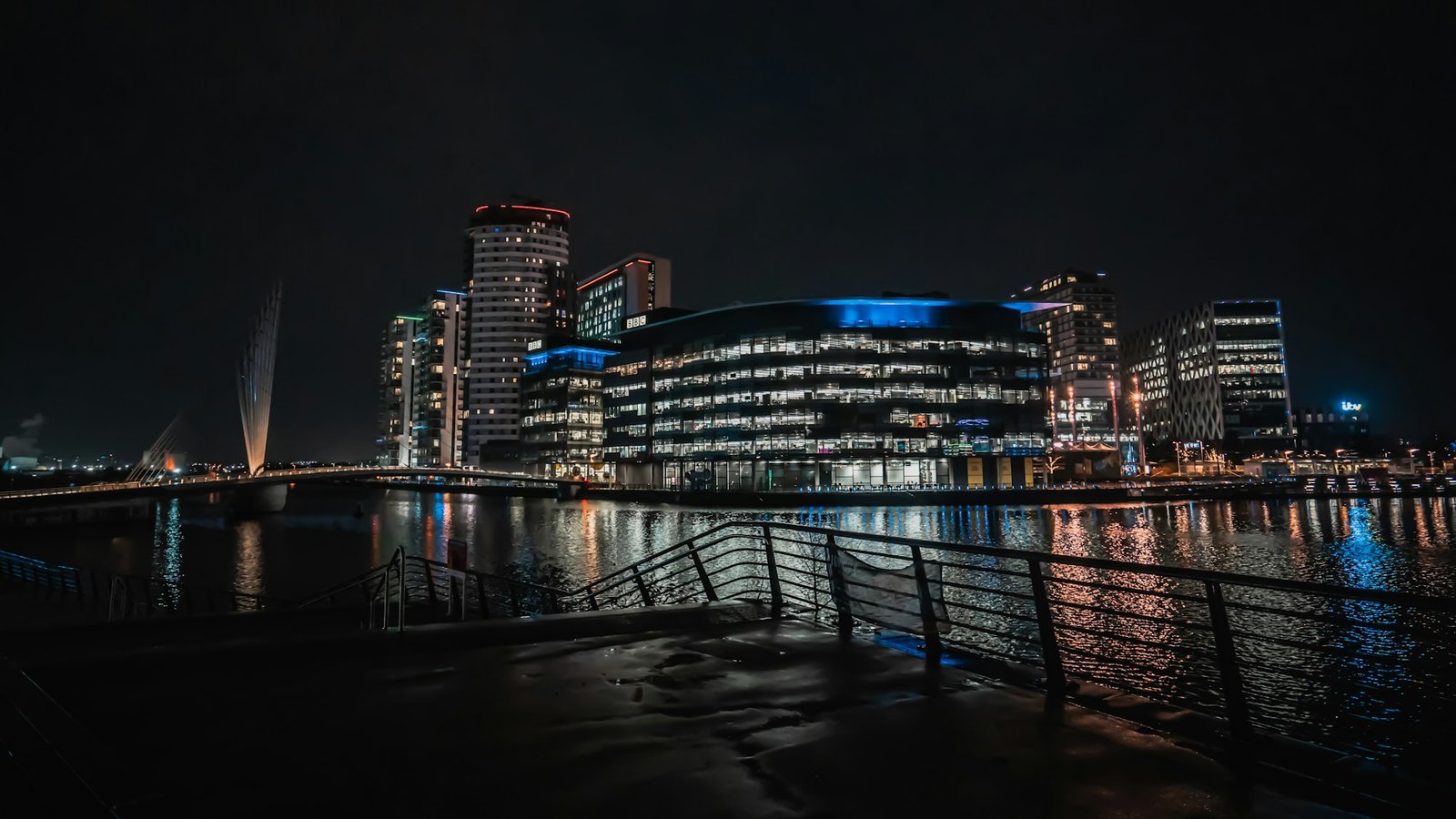 Manchester city skyline at night
