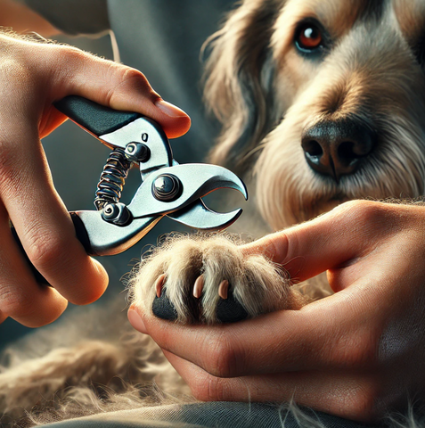 someone trimming a dogs nails